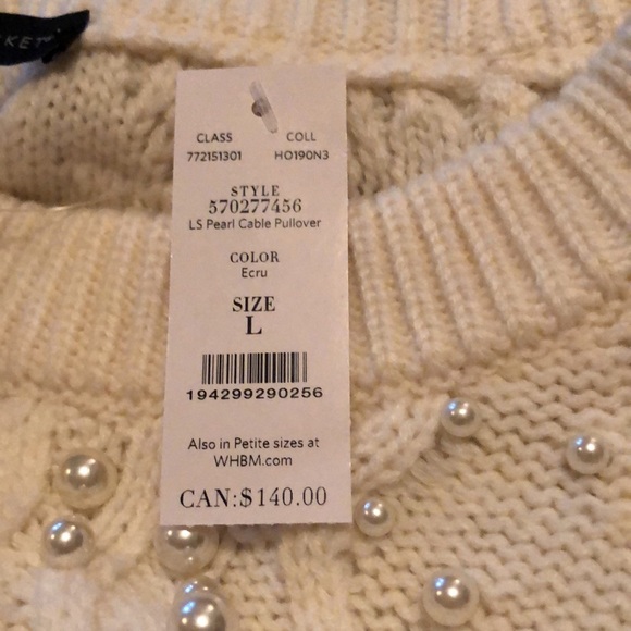 NWT WHBM Pearl Cable Pullover Sweater Lg - Picture 11 of 11